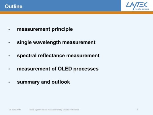 In-situ layer thickness measurement by spectral reflectance - Laytec
