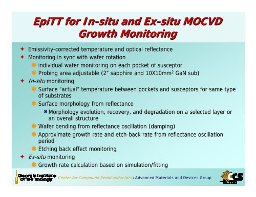 In-situ Monitoring of AlGaN/GaN/AlN Growth Using LayTec EpiTT