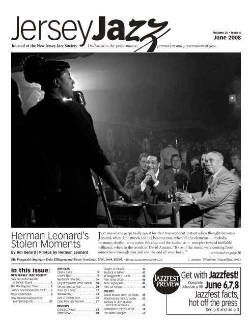 Herman Leonard's Stolen Moments June 6,7,8 - New Jersey Jazz ...