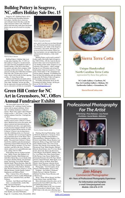 NC Institutional Galleries - Carolina Arts