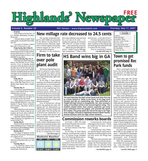 May 17, 2007 28pg Highlands Newspaper PDF Archives