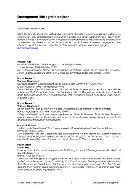 Enneagramm Bibliografie Deutsch Beim Enneagramm Forum