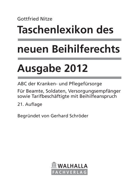 Taschenlexikon des neuen Beihilferechts Ausgabe 2012