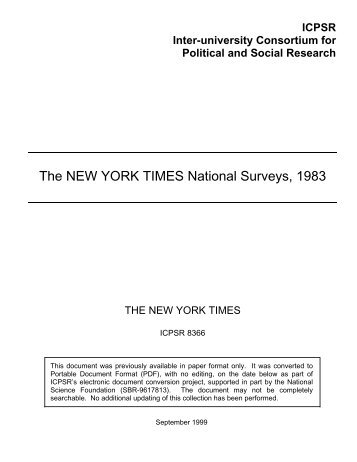 The NEW YORK TIMES National Surveys, 1983 - Department of ...