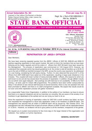 SBI+Officers+Association+Mumbai+Circle October 2010 - state bank of india officers association(mumbai circle)