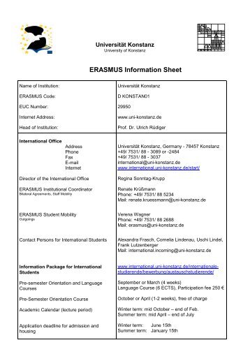 ERASMUS Information Sheet