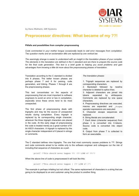 C/C++ programming: Preprocessor directives in C - IAR Systems