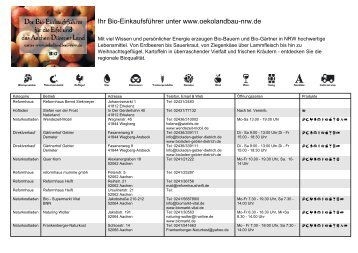 Ihr Bio-Einkaufsführer unter www.oekolandbau-nrw.de