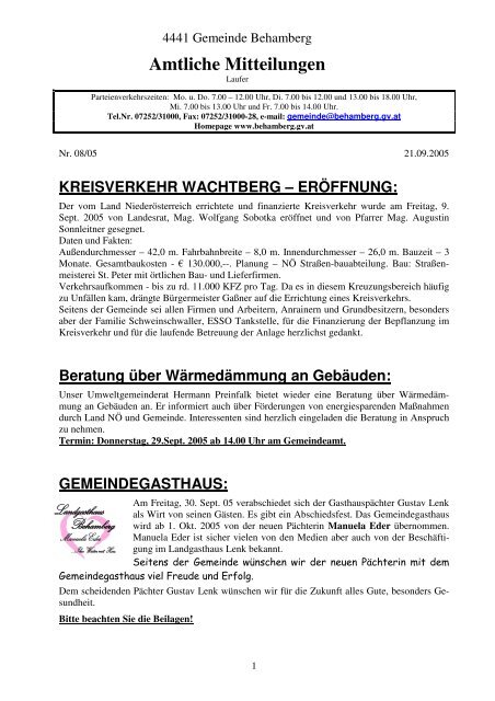 Nr. 08/05 - Gemeinde Behamberg