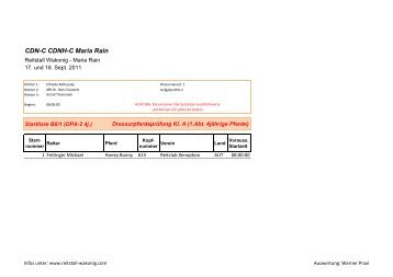 Startlisten Sonntag, 18. Sept. 2011 - Reitstall Wakonig