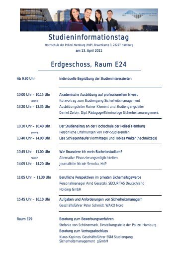 Studieninfotag Programm 2011 - Hochschule der Polizei Hamburg ...