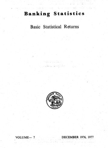 Basic Statistical Returns - Reserve Bank of India