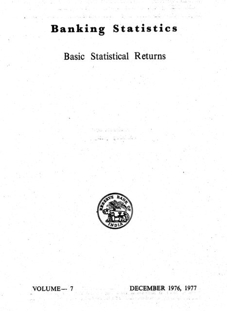 Basic Statistical Returns - Reserve Bank of India