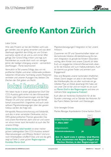 lokal handeln Nr. 1/ Februar 2007 Greenfo ... - Grüne Kanton Zürich