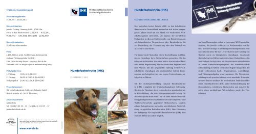Hundefachwirt/in (IHK) - Wirtschaftsakademie Schleswig-Holstein