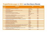 Projektförderungen in 2011 von Don Bosco Mondo