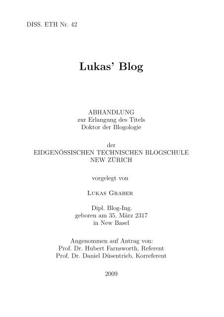 Lukas' Blog - von Lukas Graber