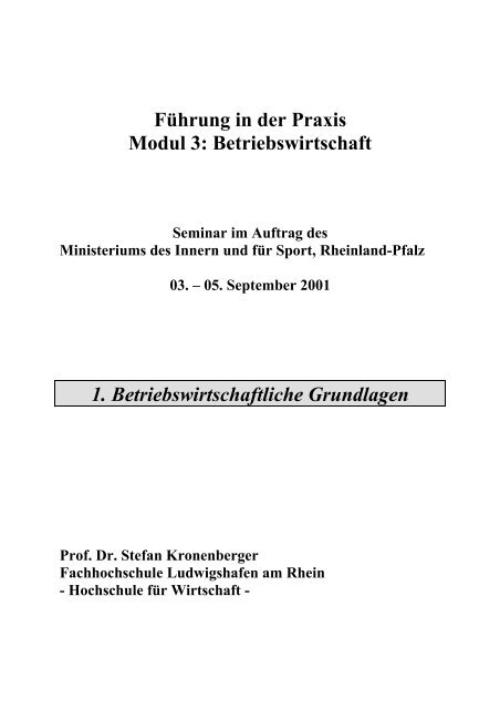 Führung in der Praxis Modul 3: Betriebswirtschaft 1 ... - Home FH LU