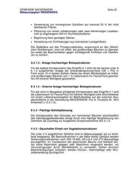 Bebauungsplan WEIDENWEG - VG Bodenheim