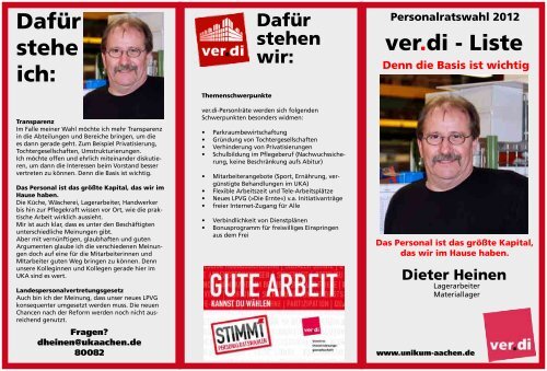 Dieter Heinen - bei der ver.di-Betriebsgruppe am UKA!