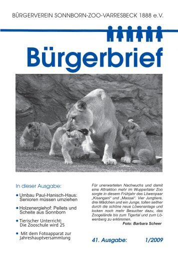 Bürgerbrief 1/2009 zum download als PDF - Bürgerverein Sonnborn ...