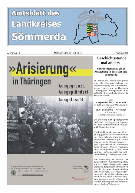 Nummer 29, erschienen am 27. Juli 2011 - Landkreis Sömmerda