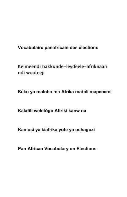 Vocabulaire panafricain des élections / Pan-African Vocabulary on ...