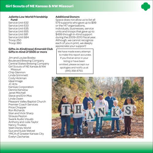 2010 Annual Report - Girl Scouts of Northeast Kansas and ...