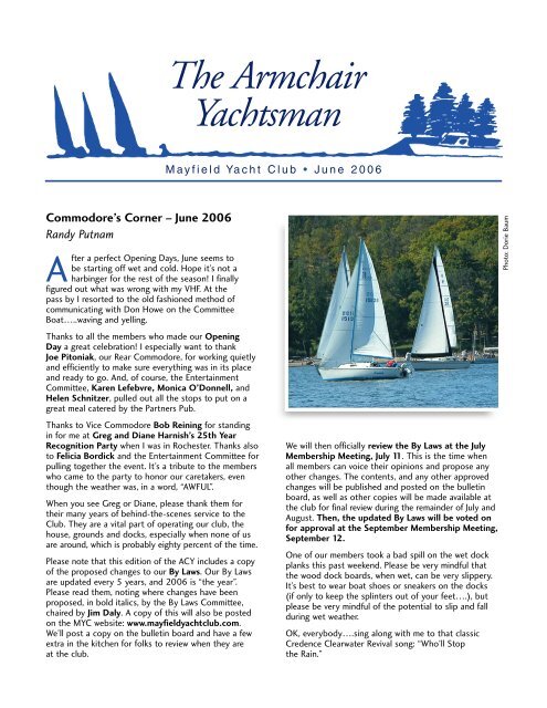 The Armchair Yachtsman - Mayfield Yacht Club