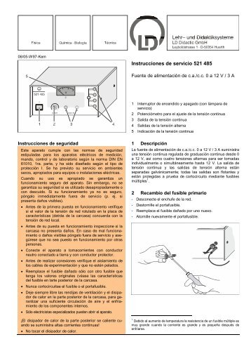 Instrucciones de servicio 521 485 - LD DIDACTIC