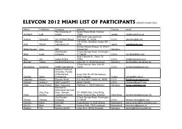 ELEVCON 2012 MIAMI LIST OF PARTICIPANTS UPDATE 24 MAY ...