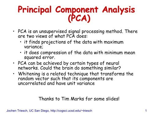 Principal Component Analysis (PCA)