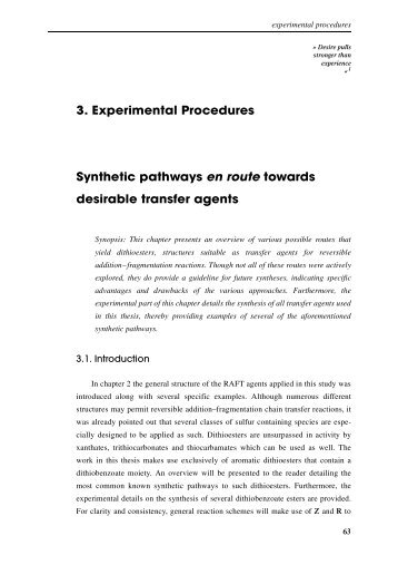 3. Experimental Procedures Synthetic pathways en route ... - Xs4all