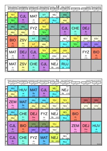 Bakaláři - Tisk rozvrhů - Střední pedagogická škola a gymnázium