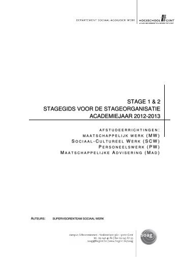 stage 1 & 2 - Faculteit Mens en Welzijn - Hogeschool Gent
