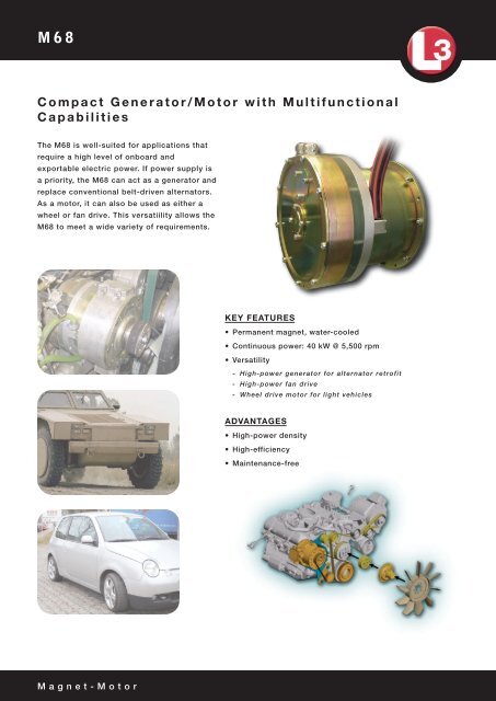 M68 Compact Generator/Motor with Multifunctional Capabilities