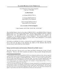 claims resolution tribunal - Holocaust Victim Assets Litigation (Swiss ...