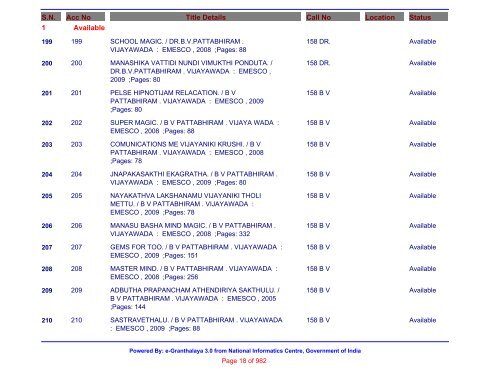 Powered By: e-Granthalaya 3.0 from National Informatics