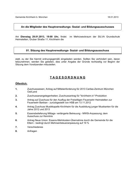 Hauptverwaltungs- Sozial- und Bildungsausschusses - Gemeinde ...