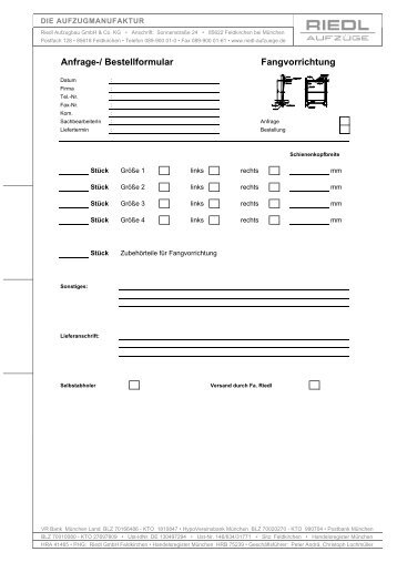 Anfrageformular - Hans Riedl Aufzugbau GmbH & Co. KG