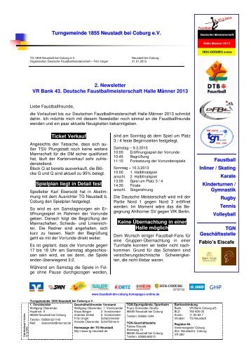 Turngemeinde 1855 Neustadt bei Coburg eV 2. Newsletter VR Bank ...