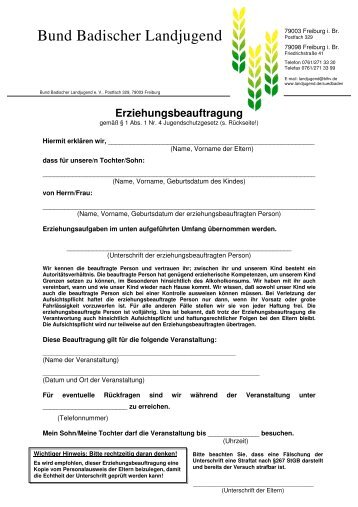 Formular Erziehungsbeauftragung - landjugend-suedbaden.de