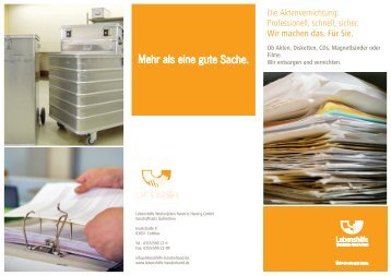 Aktenvernichtung Flyer - Lebenshilfe Werkstätten Hand in Hand