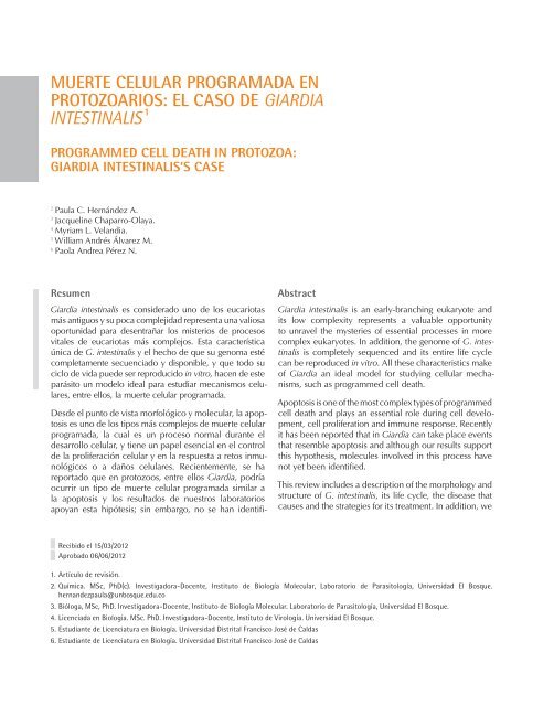 Muerte celular programada en protozoarios - Universidad El Bosque