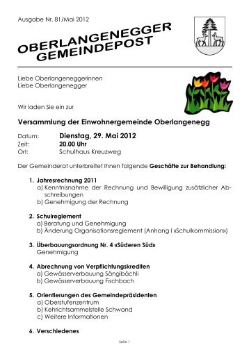 Gemeindepost Mai 2012 - Gemeinde Oberlangenegg