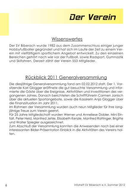 Sommerprogramm 2012 - SV Biberach