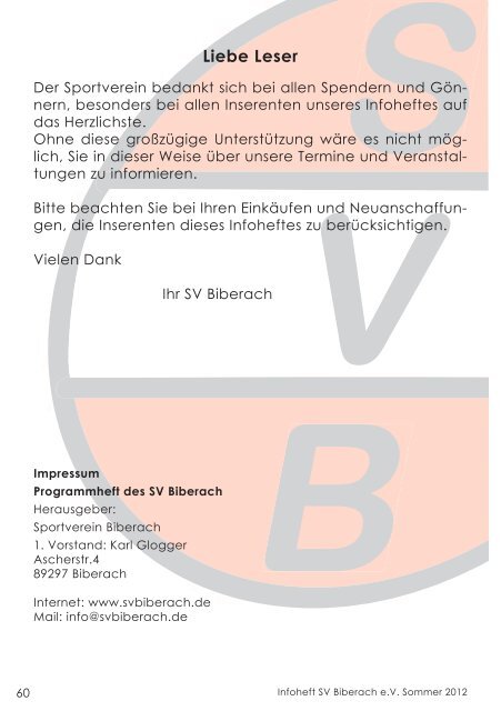 Sommerprogramm 2012 - SV Biberach