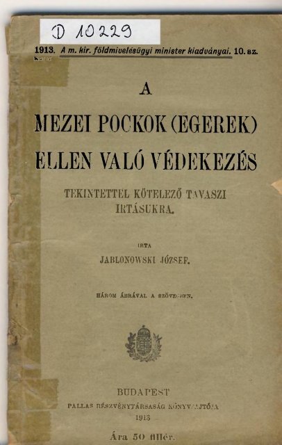 A mezei pockok (egerek) - Országos Mezőgazdasági Könyvtár