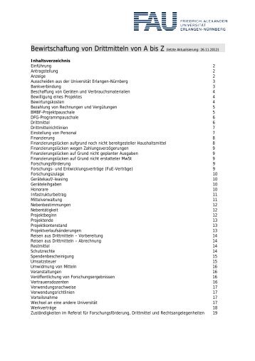 Bewirtschaftung von Drittmitteln von A bis Z - Friedrich-Alexander ...