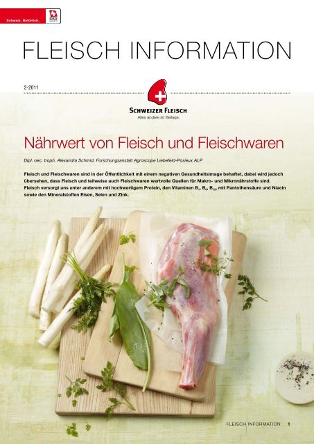 Nährwerte von Fleisch und Fleischwaren - Proviande Schweizer ...